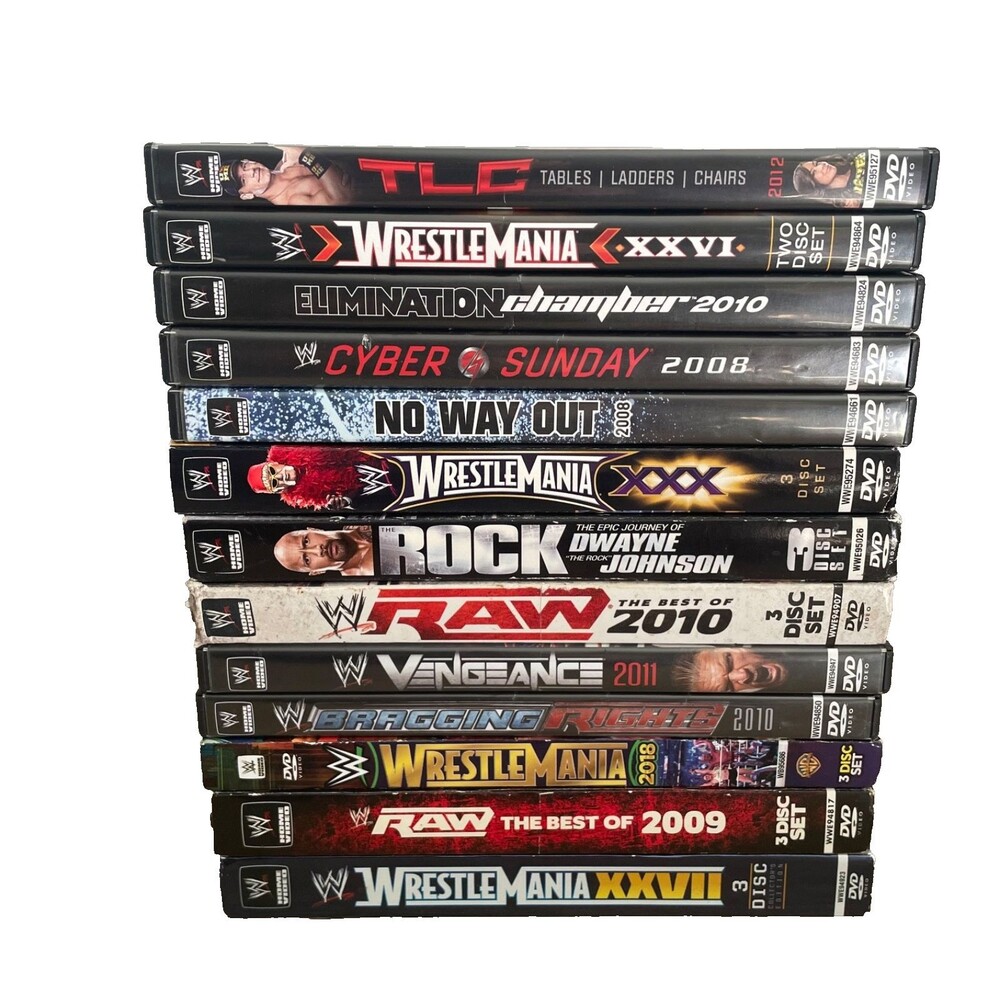 WWE Wrestling Lot of 13 DVD WrestleMania The Rock Cyber Sunday TLC Vengeance